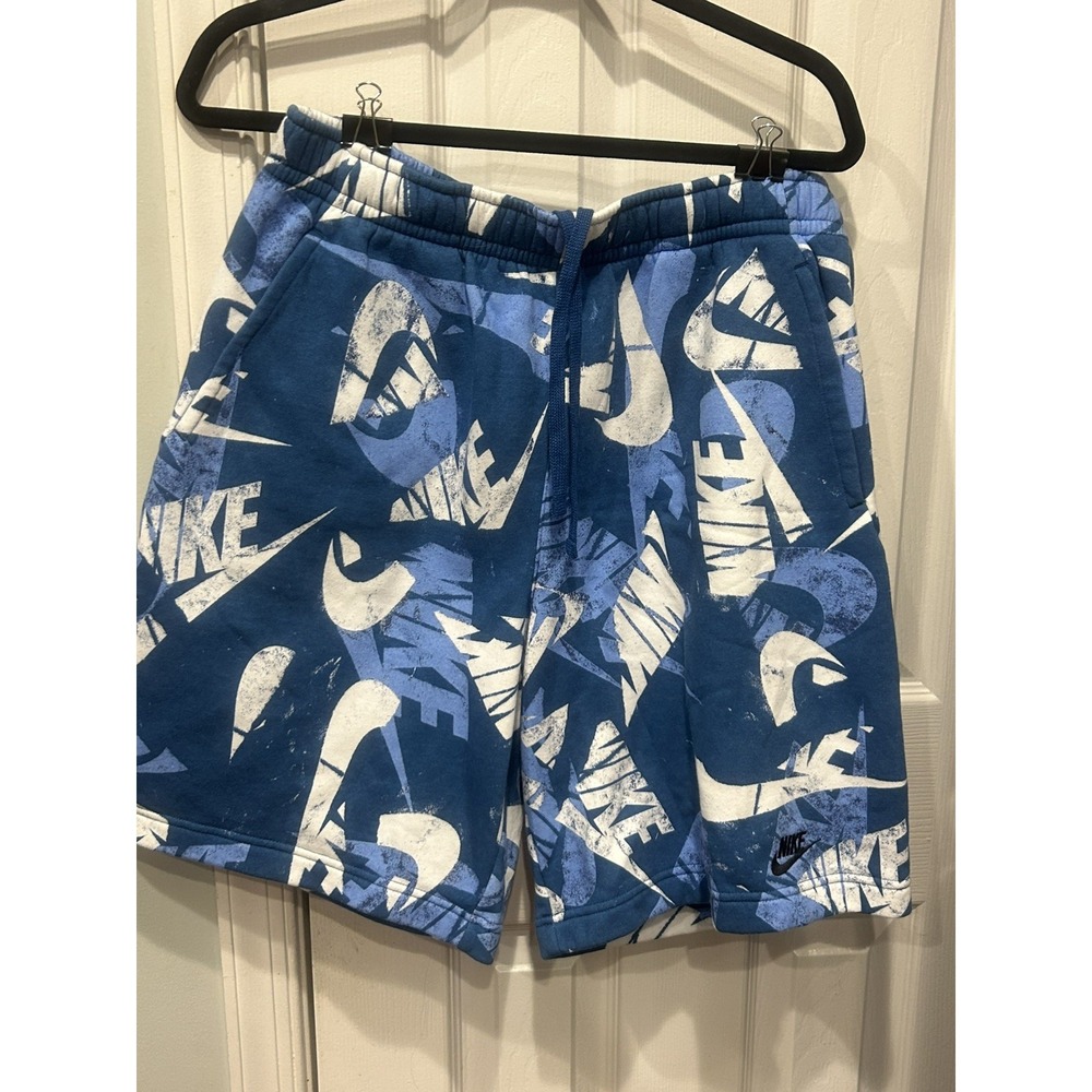 Nike Sportswear Sweat Shorts All Over Print Blue Men's large graphics art